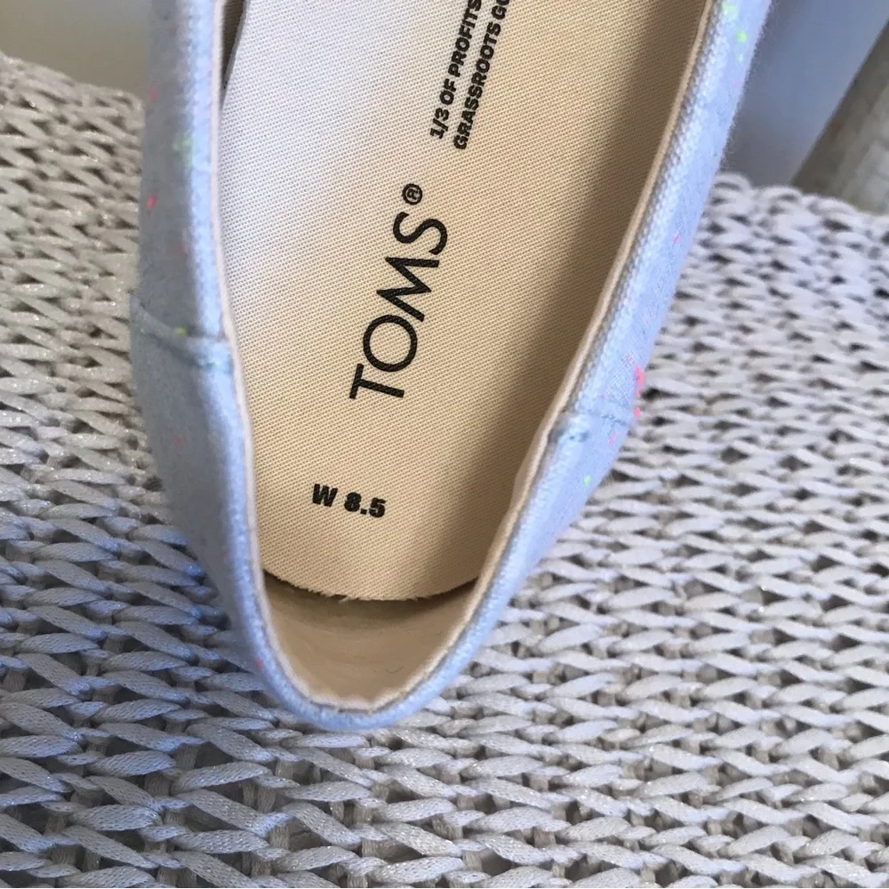 NWT Toms Alpargata Flats in Light Blue Speckled Linen